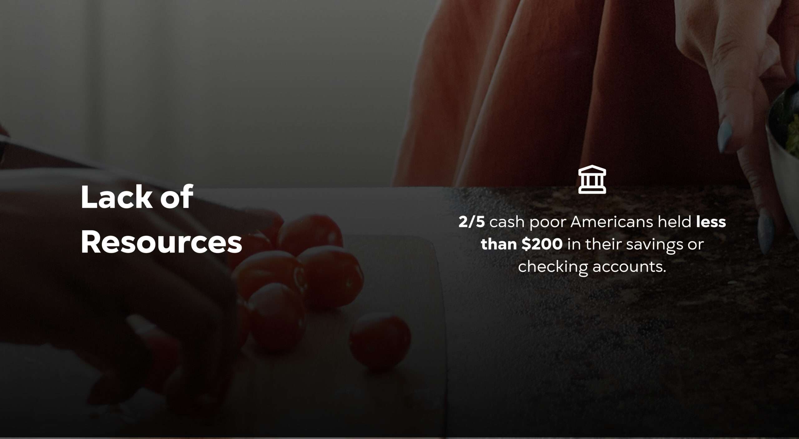 Lack of Resources: 2/5 cash poor Americans held less than $200 in their savings or checking accounts.